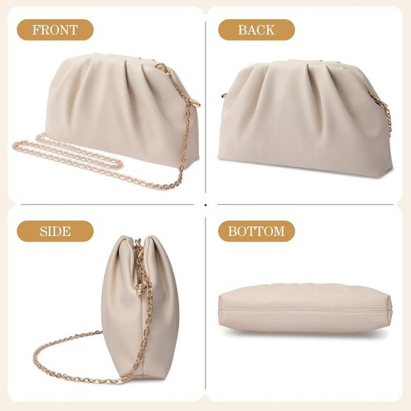 Chic Vegan Leather Pleated Clutch Purse - Elegant Evening Bag for Weddings - Picture 7 of 7